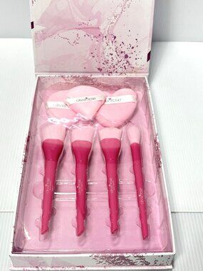 Olivia Rose 7 Piece Makeup Brush & Powder Puff Set Pink Brushes New